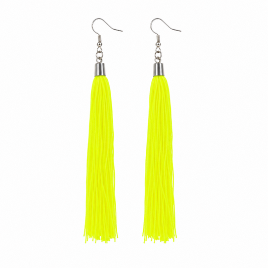 Oorbellen franjes neon geel