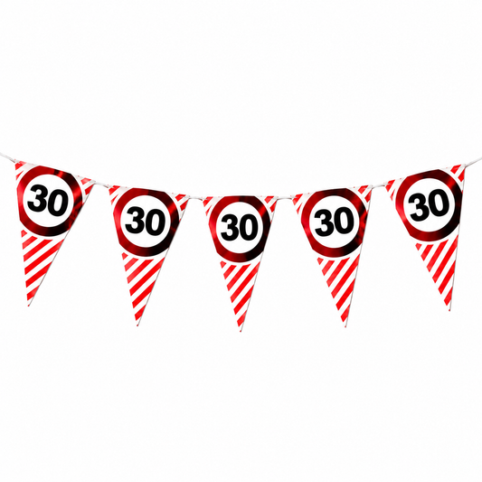 Vlaggenlijn 30 jaar rood/wit 3m
