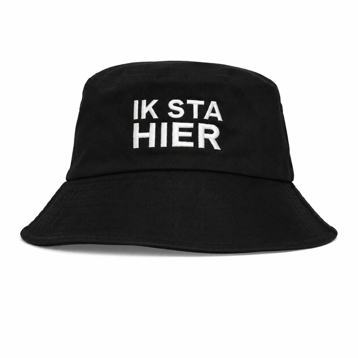 Bucket hoed Ik sta hier zwart
