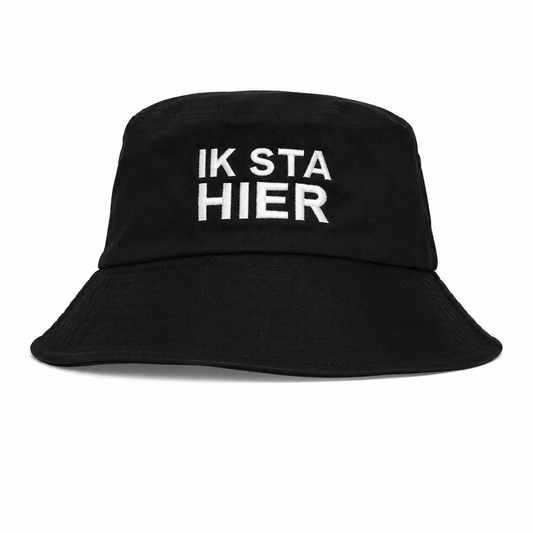 Bucket hoed Ik sta hier zwart