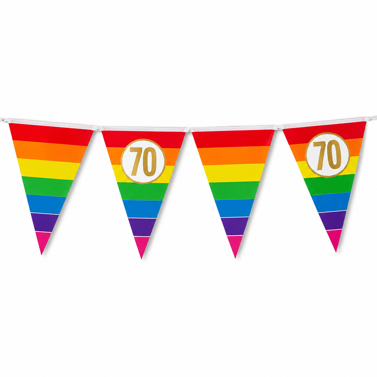 Vlaggenlijn regenboog goud 70 - 5m (15 vlaggen)
