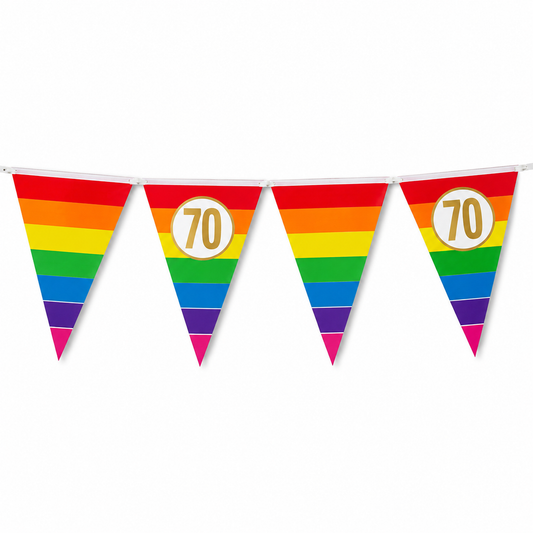 Vlaggenlijn regenboog goud 70 - 5m (15 vlaggen)
