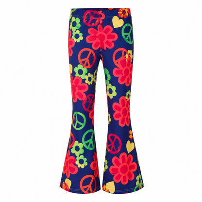 Flared broek hippie peace meerkleurig dames - L/XL