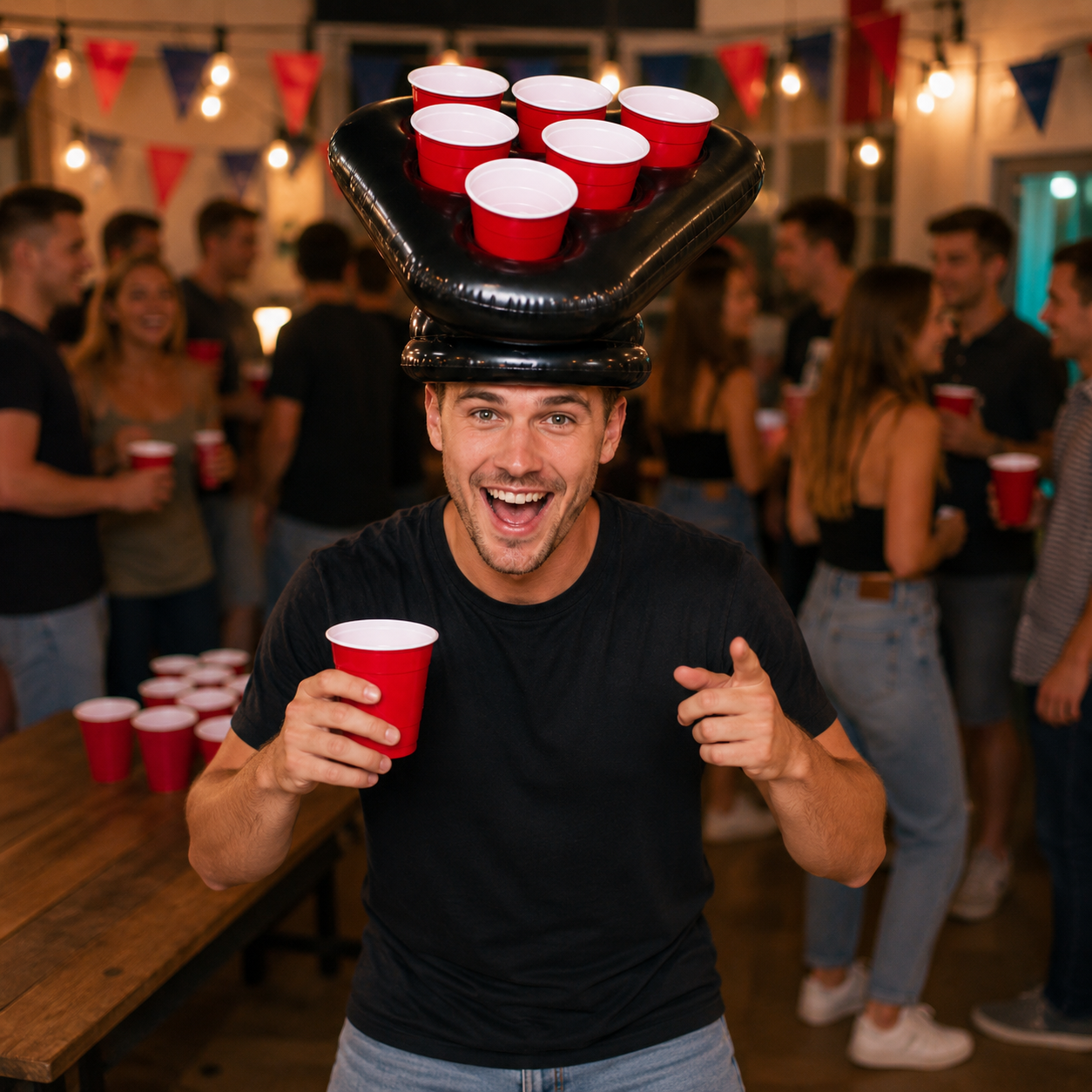 Hoed Beer pong opblaasbaar zwart