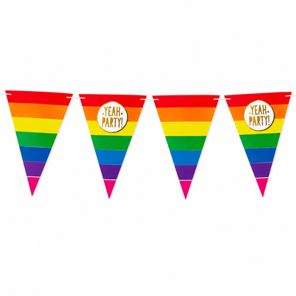 Vlaggenlijn regenboog goud Yeah party - 5m (15 vlaggen)