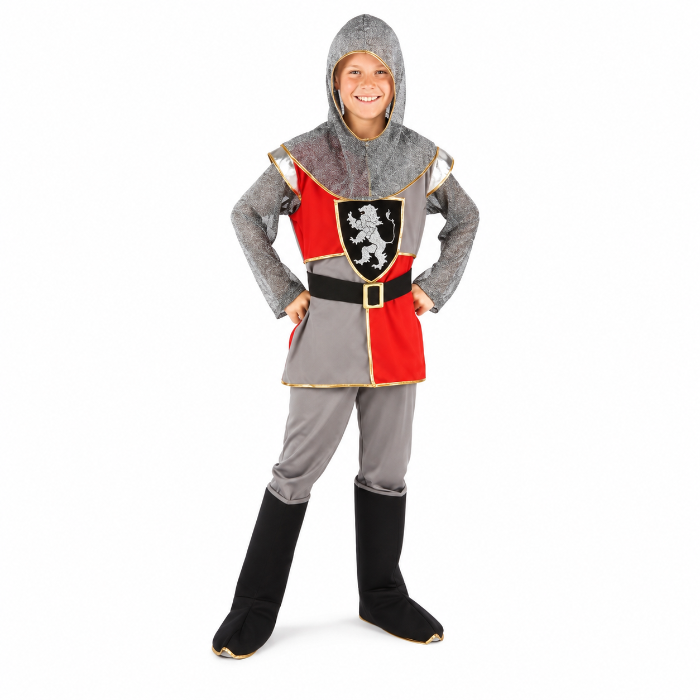 Kostuum ridder Sir Templeton grijs/rood jongen 3-4 jaar