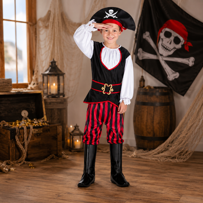 Kostuum piraat Tom meerkleurig jongen 7-9 jaar