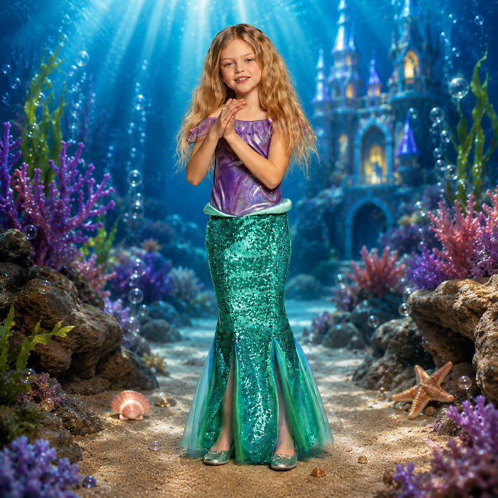 kostuum-zeemeermin-prinses-groen-lila-meisje-4-6-jaar