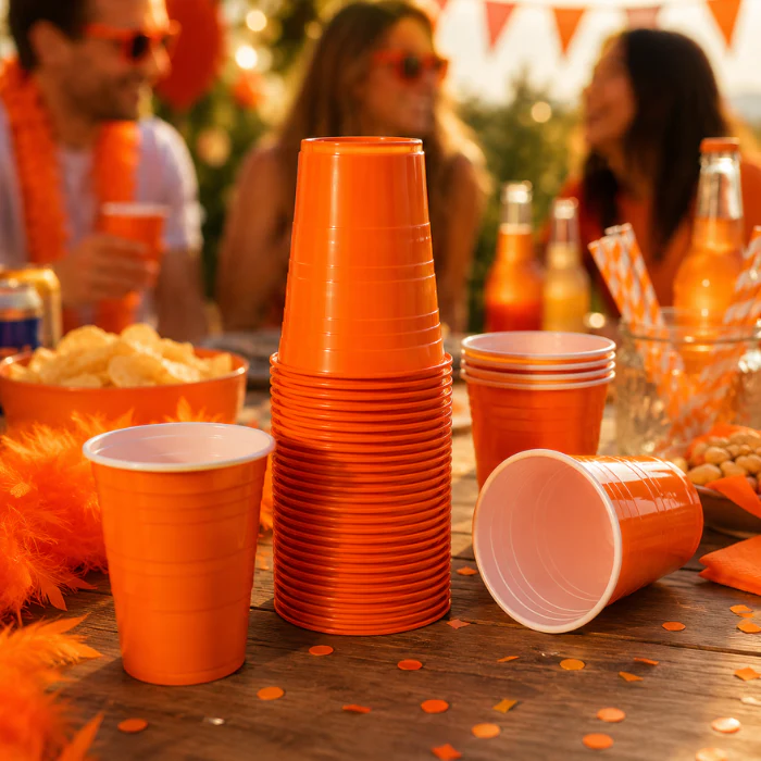 Plastic beker XL oranje 480ml 20 stuks