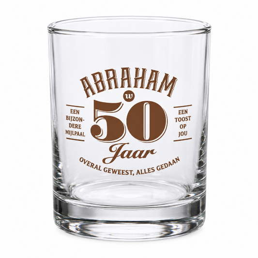 Glas - whiskey - Abraham 50 jaar - transparant/roségoud