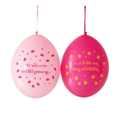 Ballonnen prinses Er was eens... roze 8 stuks