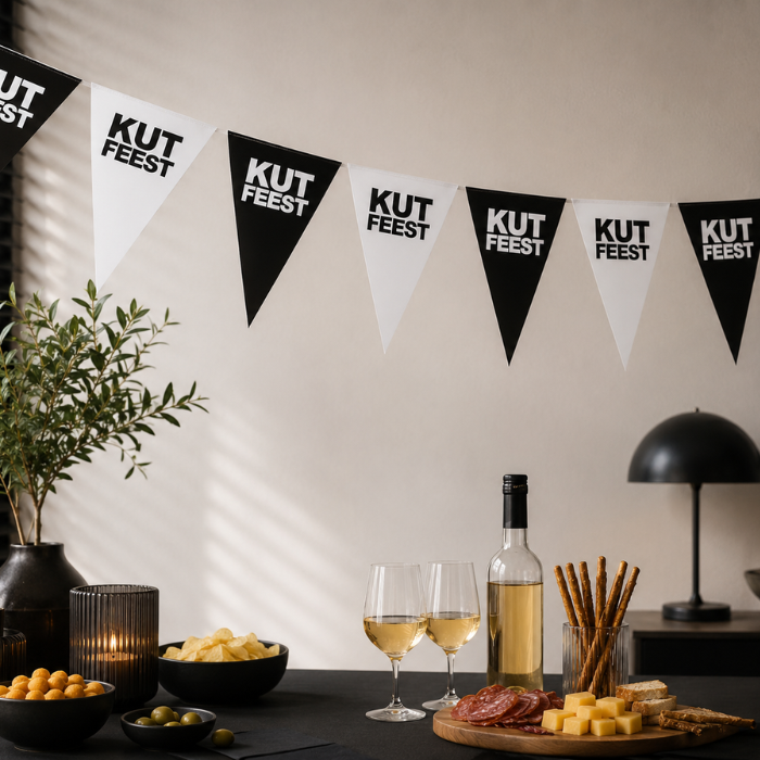 Vlaggenlijn kutfeest zwart - 5m (15 vlaggen)