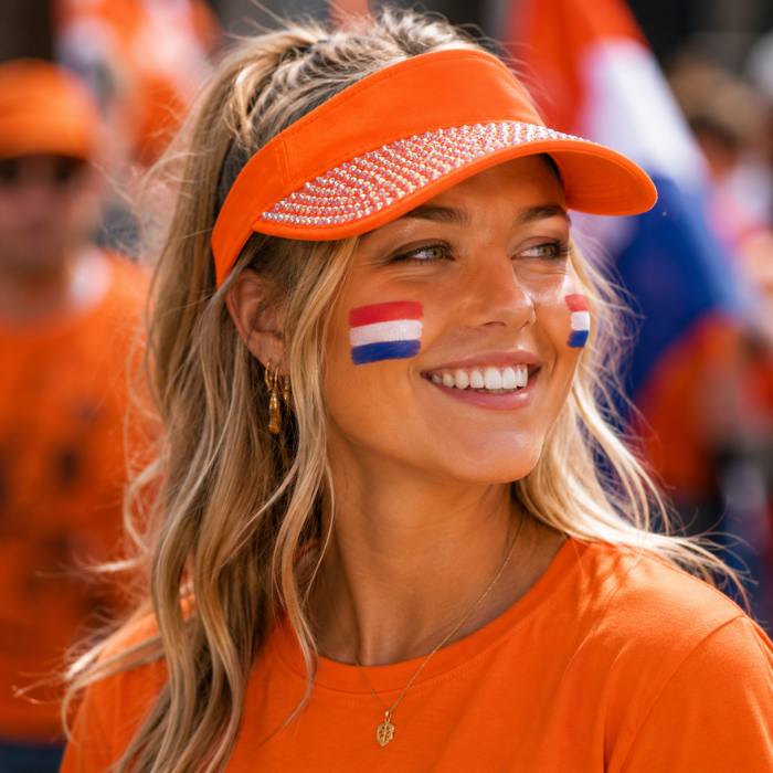 Zonneklep glitter oranje