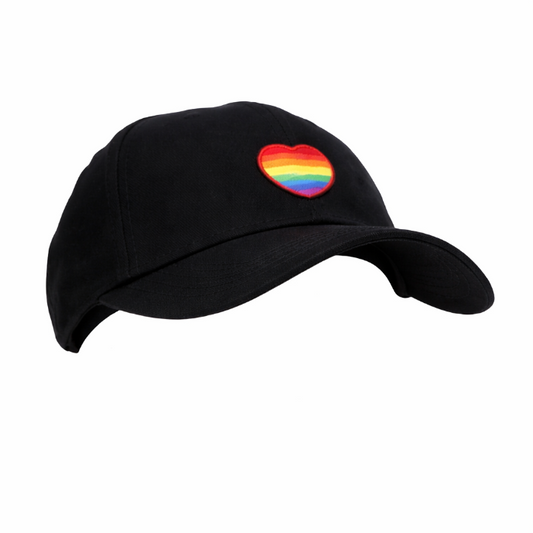 Cap zwart regenboog hartje