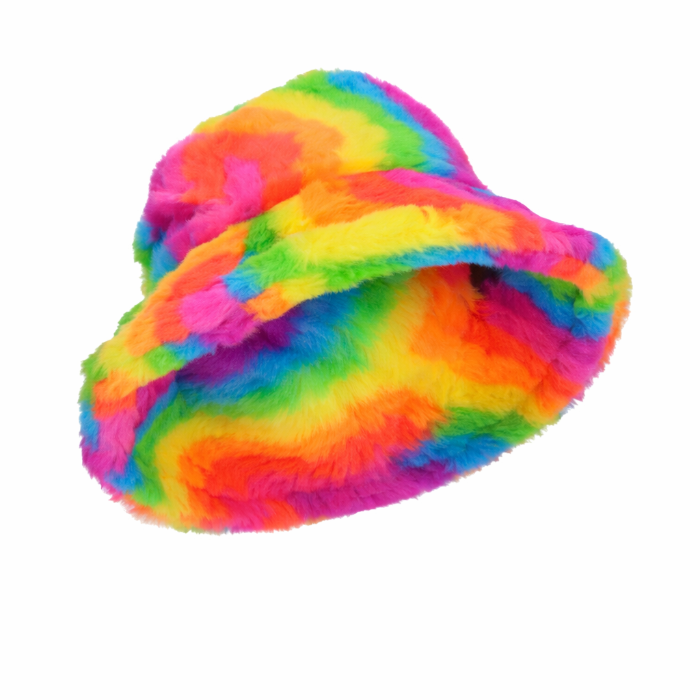 Buckethoed - regenboog - fluffy