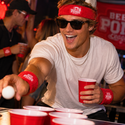 Zweetbandjes beer pong rood 3 stuks