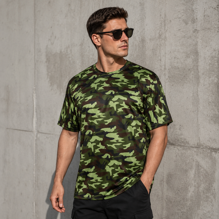 T-shirt camouflage groen maat XL
