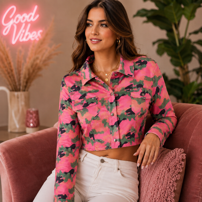 jas-camouflage-cropped-roze-groen-maat-m-l
