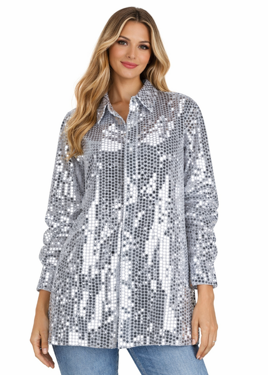 blouse-disco-zilver-dames-maat-m-l