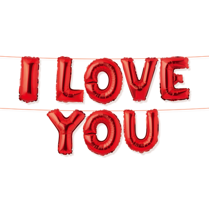 Folieballonnen slinger I love you rood