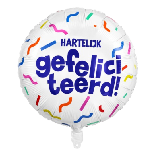 Folieballon gefeliciteerd meerkleurig 45cm