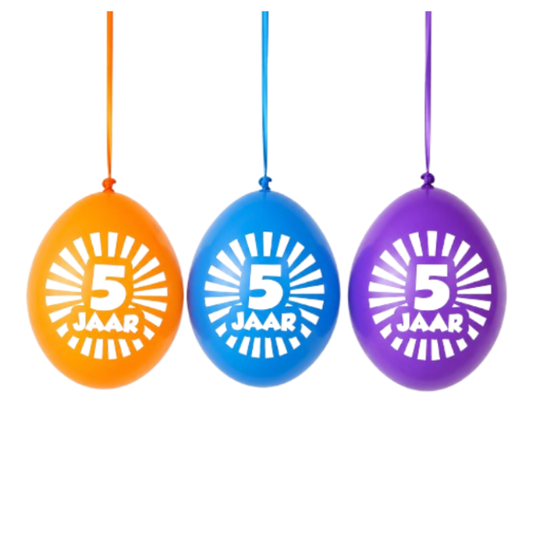 Ballonnen 5 jaar meerkleurig 10 stuks