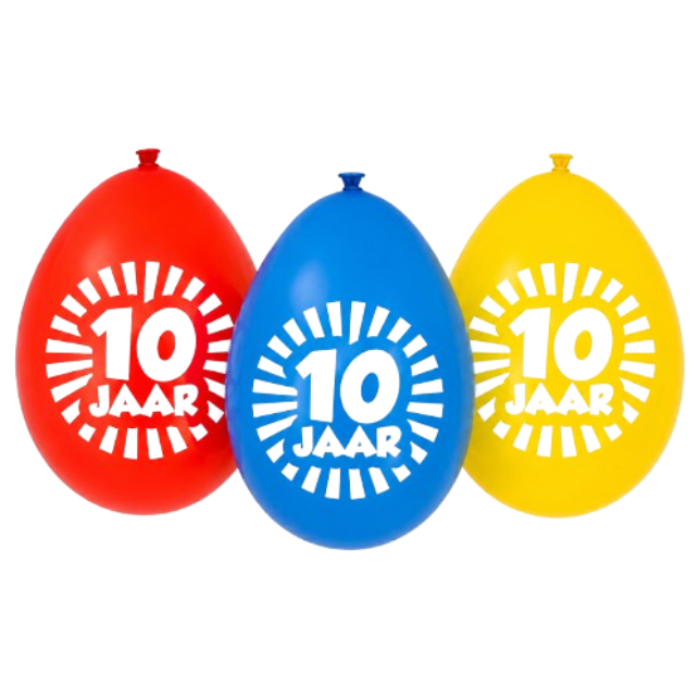 Ballonnen 10 jaar meerkleurig 10 stuks