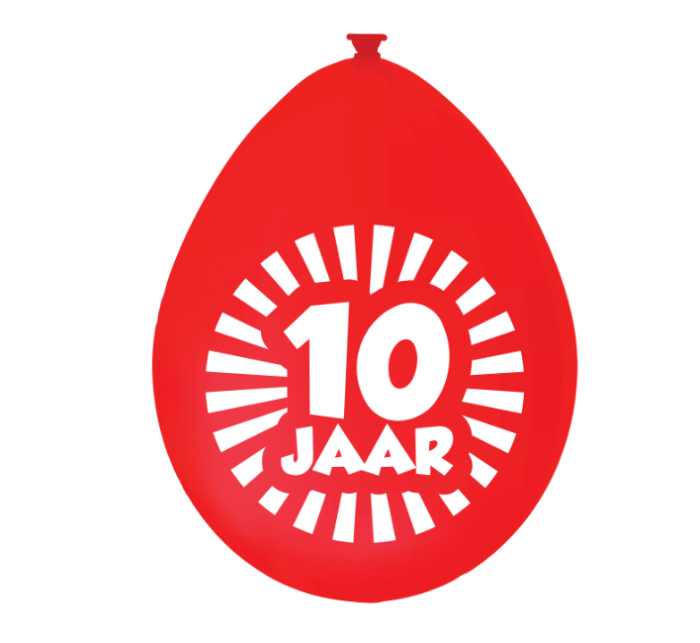 Ballonnen 10 jaar meerkleurig 10 stuks