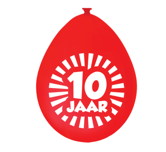 Ballonnen 10 jaar meerkleurig 10 stuks