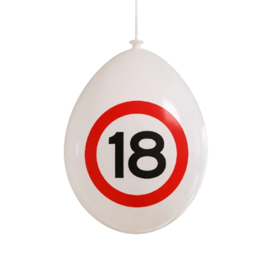 Ballonnen 18 jaar rood/wit 10 stuks