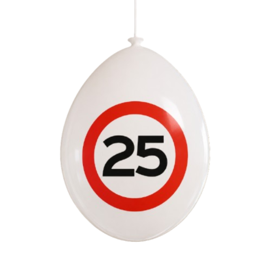 Ballonnen 25 jaar rood/wit 10 stuks