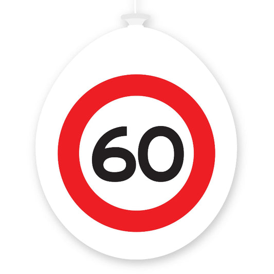 Ballonnen-60-jaar-rood/wit 10 stuks