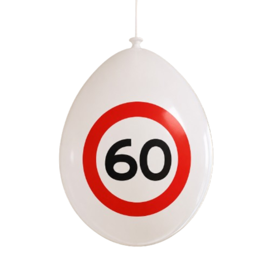 Ballonnen 60 jaar rood/wit 10 stuks