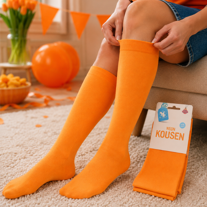 Kousen neon oranje one size