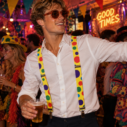 Bretels clown stippen meerkleurig