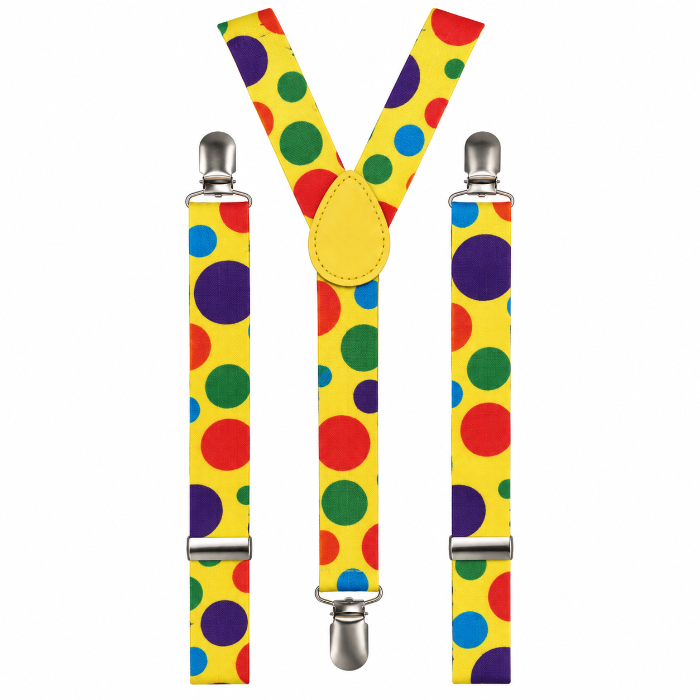 Bretels clown stippen meerkleurig