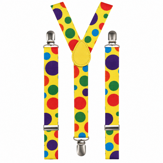 Bretels clown stippen meerkleurig