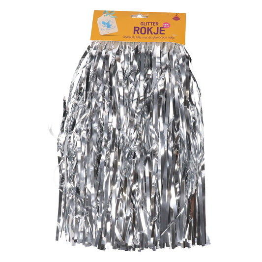 Rok folie glitter zilver one size