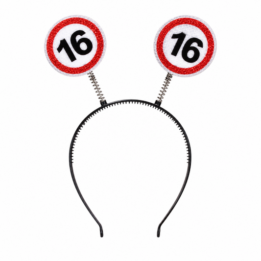 Diadeem 16 jaar rood/wit