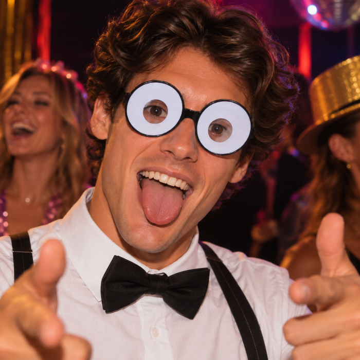 Partybril grote ogen zwart/wit