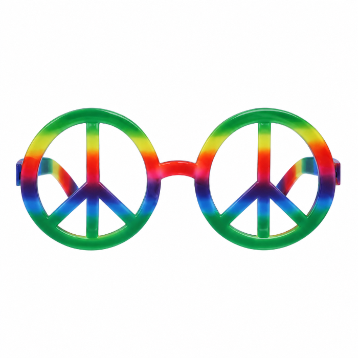 Partybril peace meerkleurig