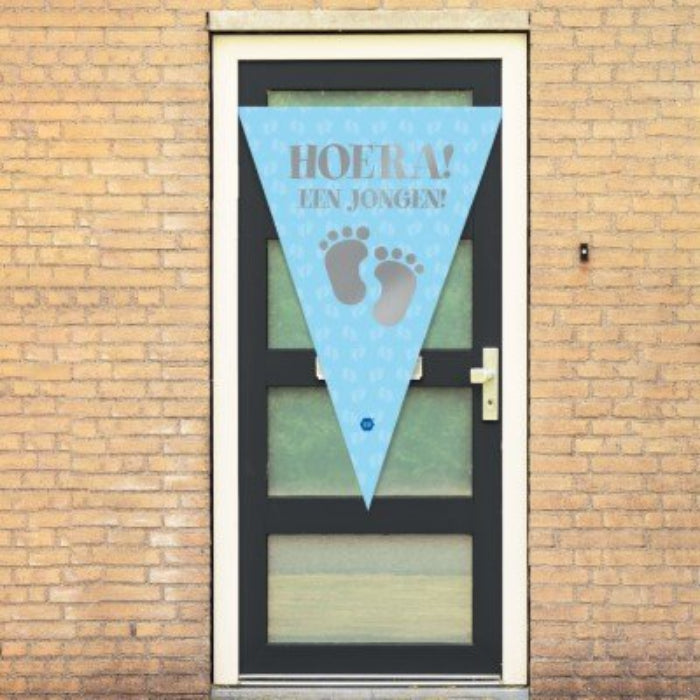 Puntvlag - babyshower - voetjes - blauw - jongen - 100 x 150cm