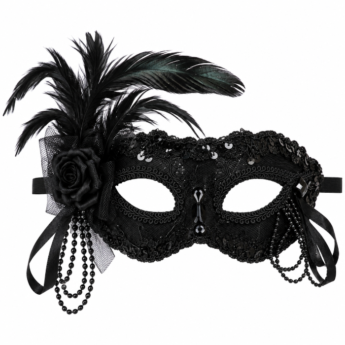 masker-venetiaans-kant-veren-pailletten-zwart