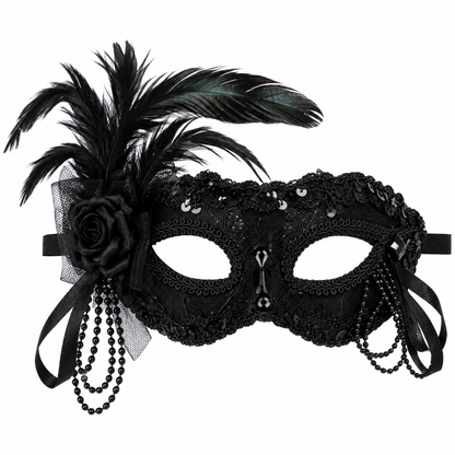 masker-venetiaans-kant-veren-pailletten-zwart
