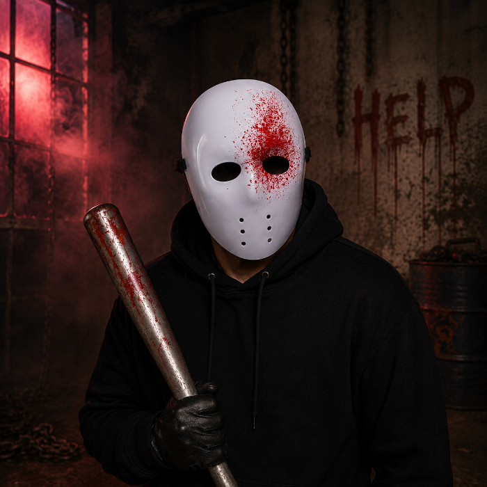 masker-halloween-hockey-bloed-wit-rood