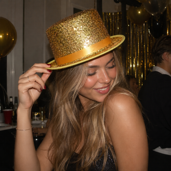 Hoed hoog glitter goud