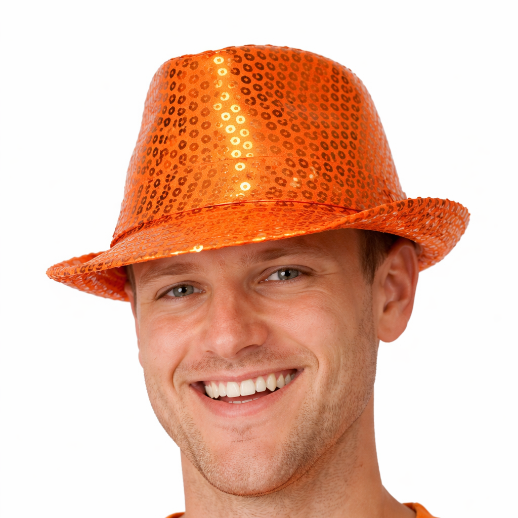 hoed-pailletten-oranje