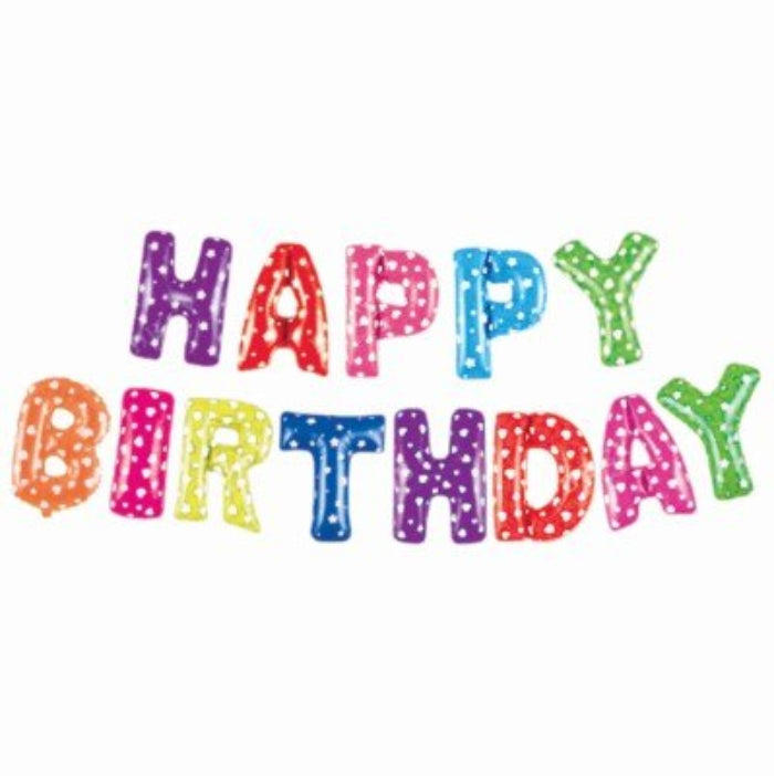 Folieballonnen - slinger - Happy birthday - meerkleurig - 37cm