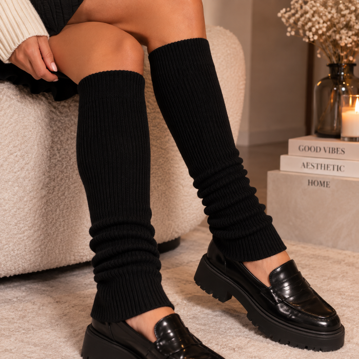 Beenwarmers zwart one size
