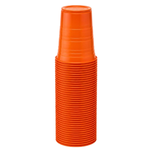 Bekers plastic oranje 200ml 50 stuks